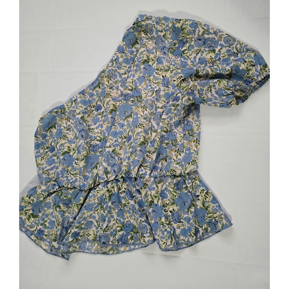 Shein 2 Pack One Shoulder Top Set Red Draped&Blue Floral Peplum Blouse Womens Lg - Picture 14 of 16